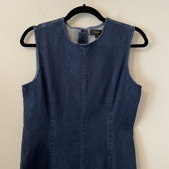 Quince Stretch Denim Maxi Dress Indigo Size S Fall Layering Basic Organic Cotton - Picture 4 of 8
